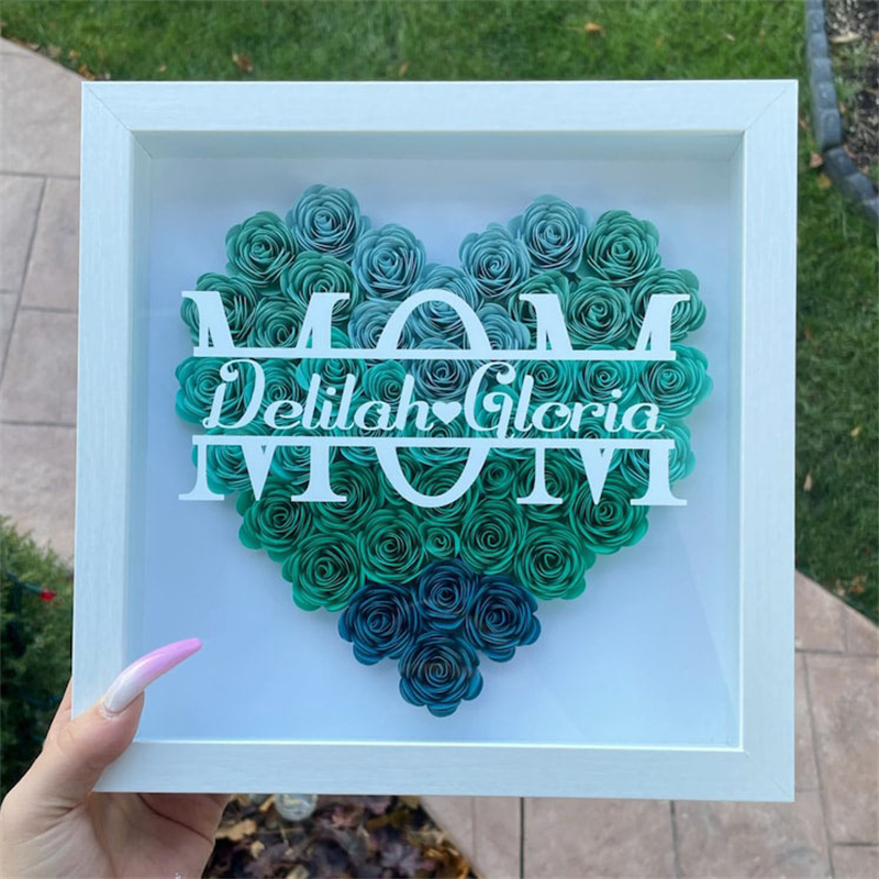 Personalized Mom Heart Flower Shadow Box